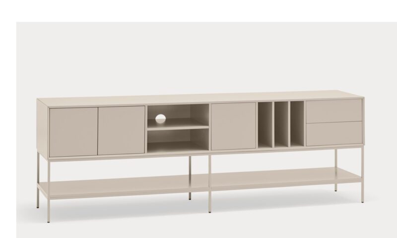 Platt - Aparador/Mueble TV de 220 cm, Crema - Imagen 2