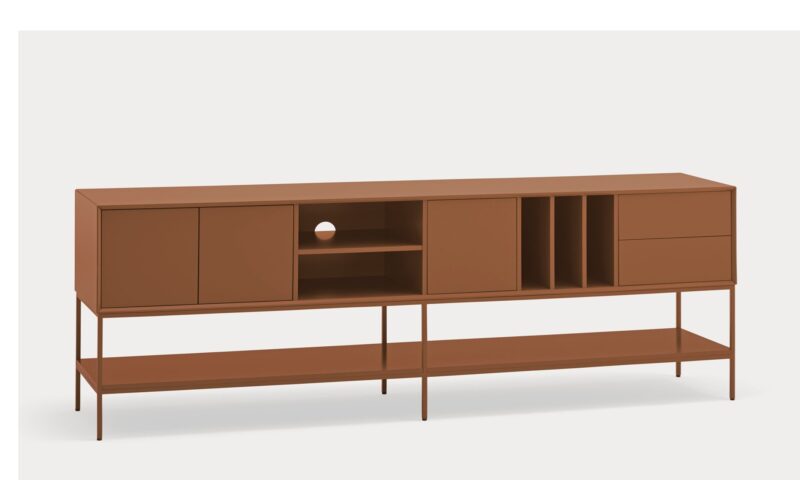 Platt - Aparador/Mueble TV de 220 cm, Teja - Imagen 2